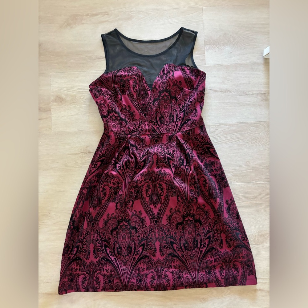 Maroon and black party dress size 10